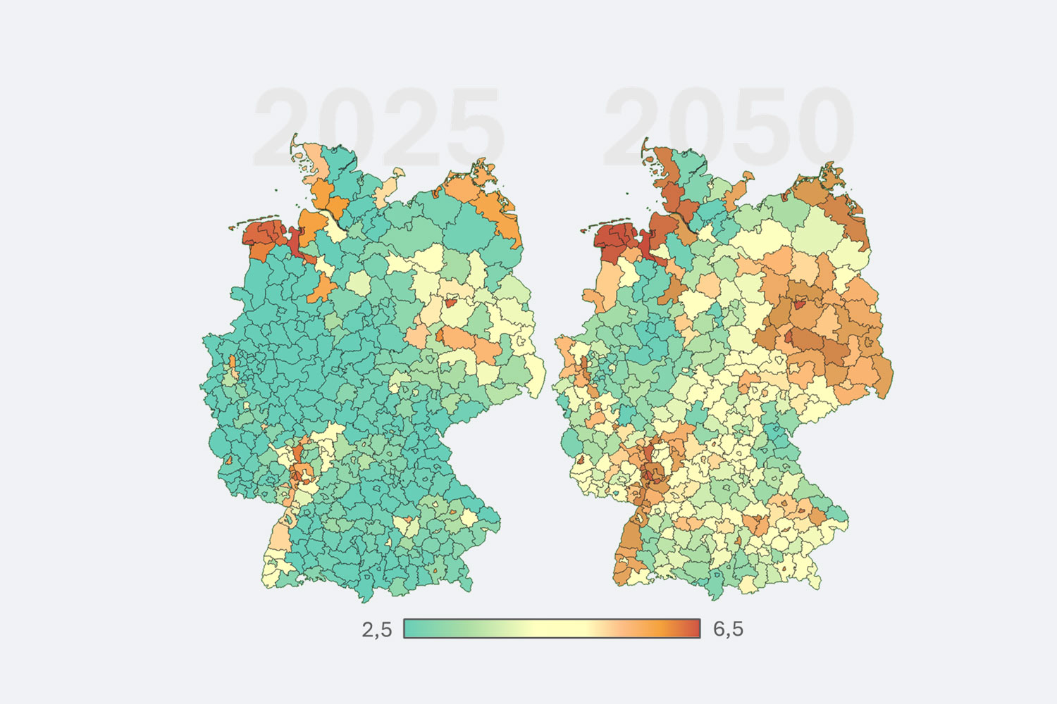 Deutschlandkarten mit Klimarisikoindex